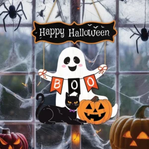 14 Inches Cute Ghost Halloween Welcome Door Sign Boo