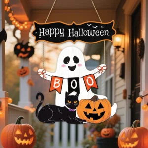 14 Inches Cute Ghost Halloween Welcome Door Sign Boo