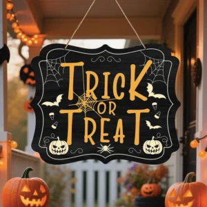 14 Inches Trick or Treat Halloween Welcome Door Sign