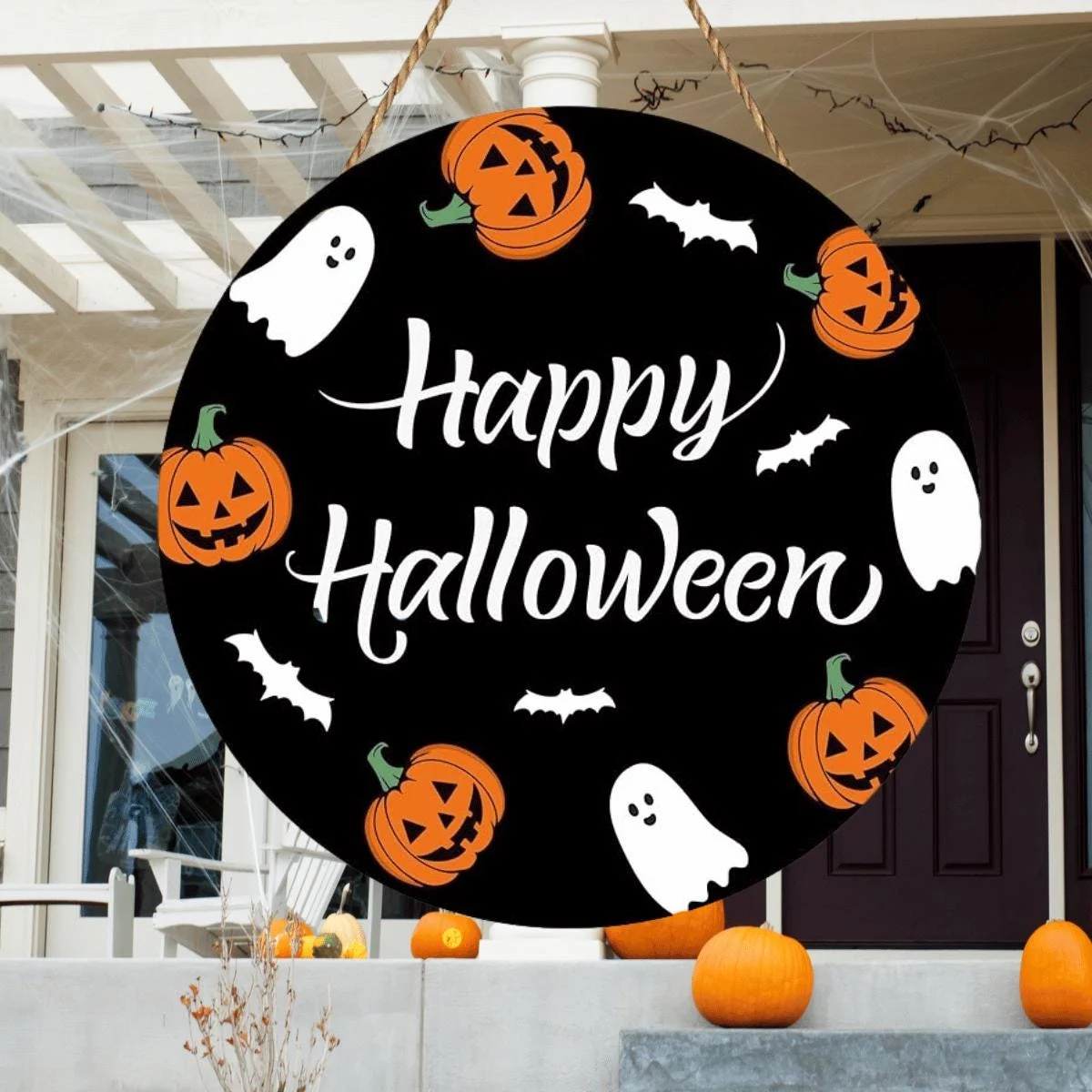 Black Happy Halloween Welcome Door Sign Pumpkin 14 Inches Black Happy Halloween Welcome Door Sign Pumpkin 14 Inches
