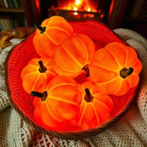Cozy Fall Halloween Pumpkin Desk Light Orange Glow