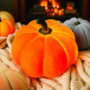 Cozy Fall Halloween Pumpkin Desk Light Orange Glow