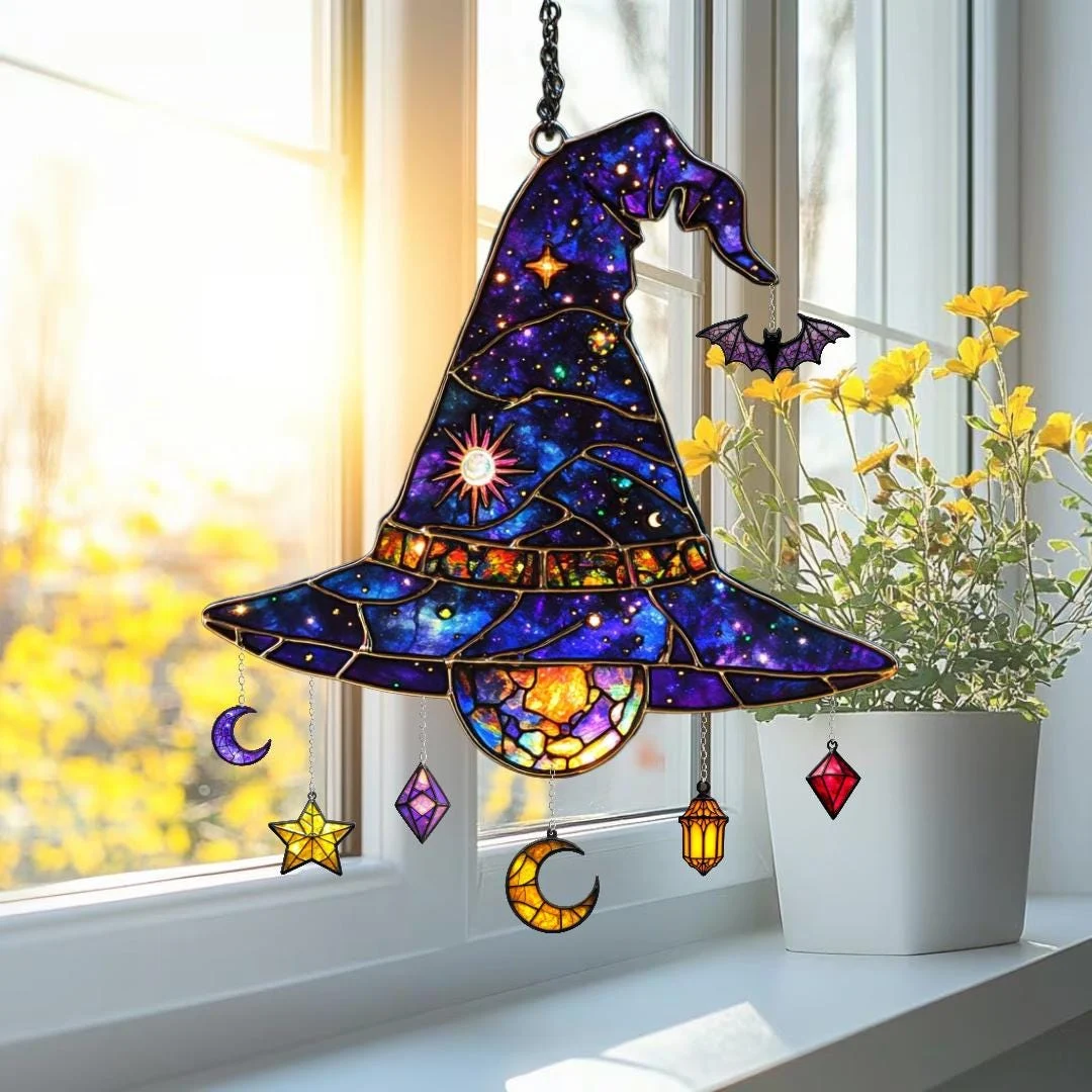 Halloween Moon Stars 8 Inches Galaxy Witch Window Hanging Decor Halloween Moon Stars 8 Inches Galaxy Witch Window Hanging Decor
