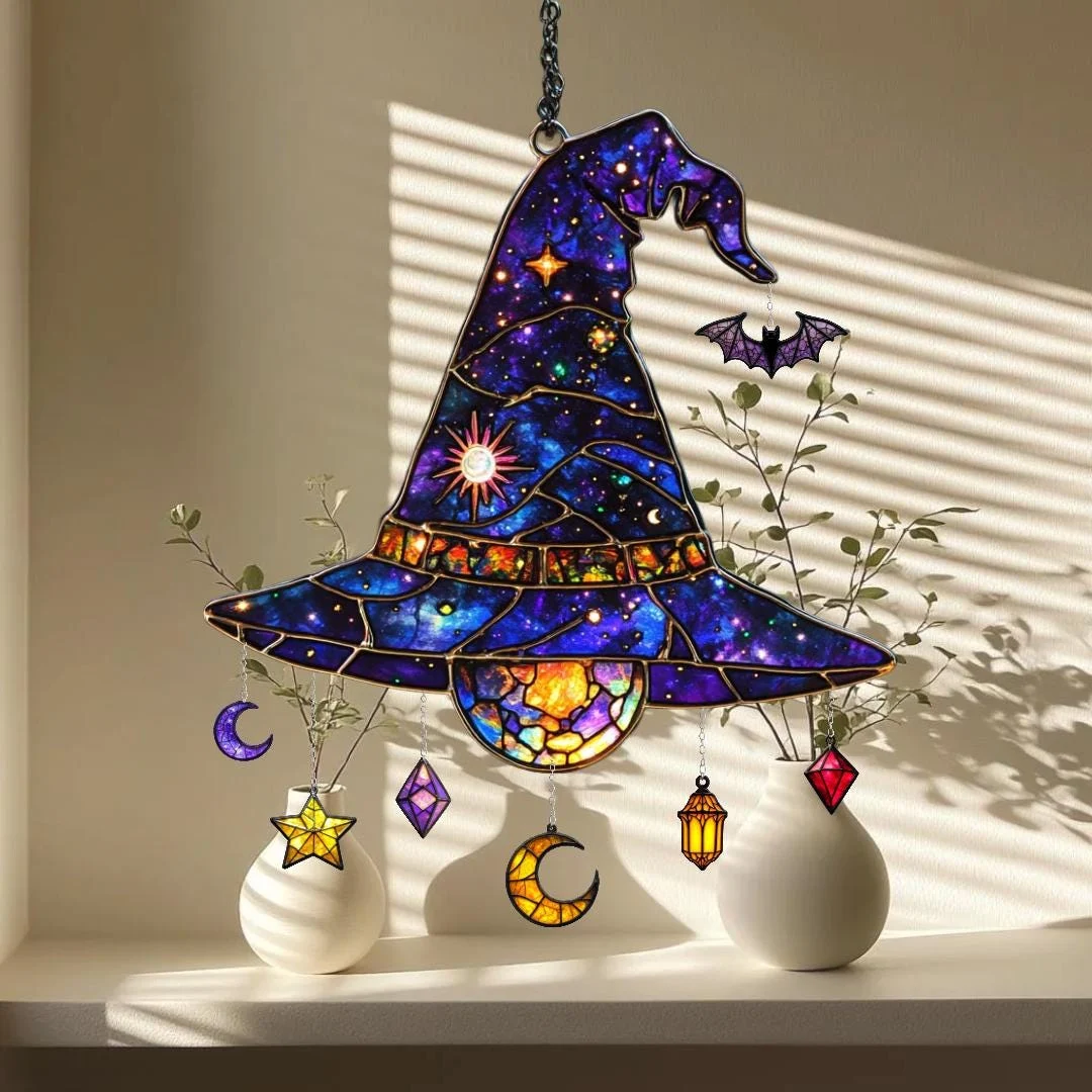 Halloween Moon Stars 8 Inches Galaxy Witch Window Hanging Decor Halloween Moon Stars 8 Inches Galaxy Witch Window Hanging Decor