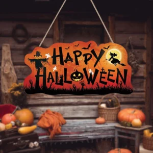 Halloween Welcome Door Sign 14 Inches Witch & Pumpkin Decor