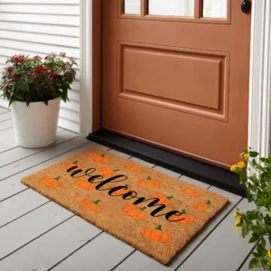 Harvest Pumpkin Welcome Fall Halloween Indoor Door Mat 18x30 Inches