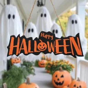 Spooky 14 Inches Happy Halloween Welcome Door Sign Décor