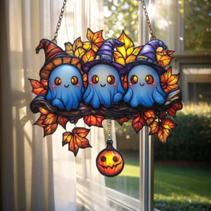 Witchy Ghosts Trio 8 Inches Halloween Acrylic Window Hanging Decor
