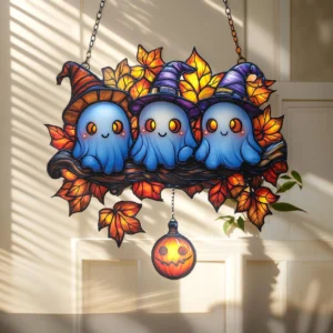 Witchy Ghosts Trio 8 Inches Halloween Acrylic Window Hanging Decor