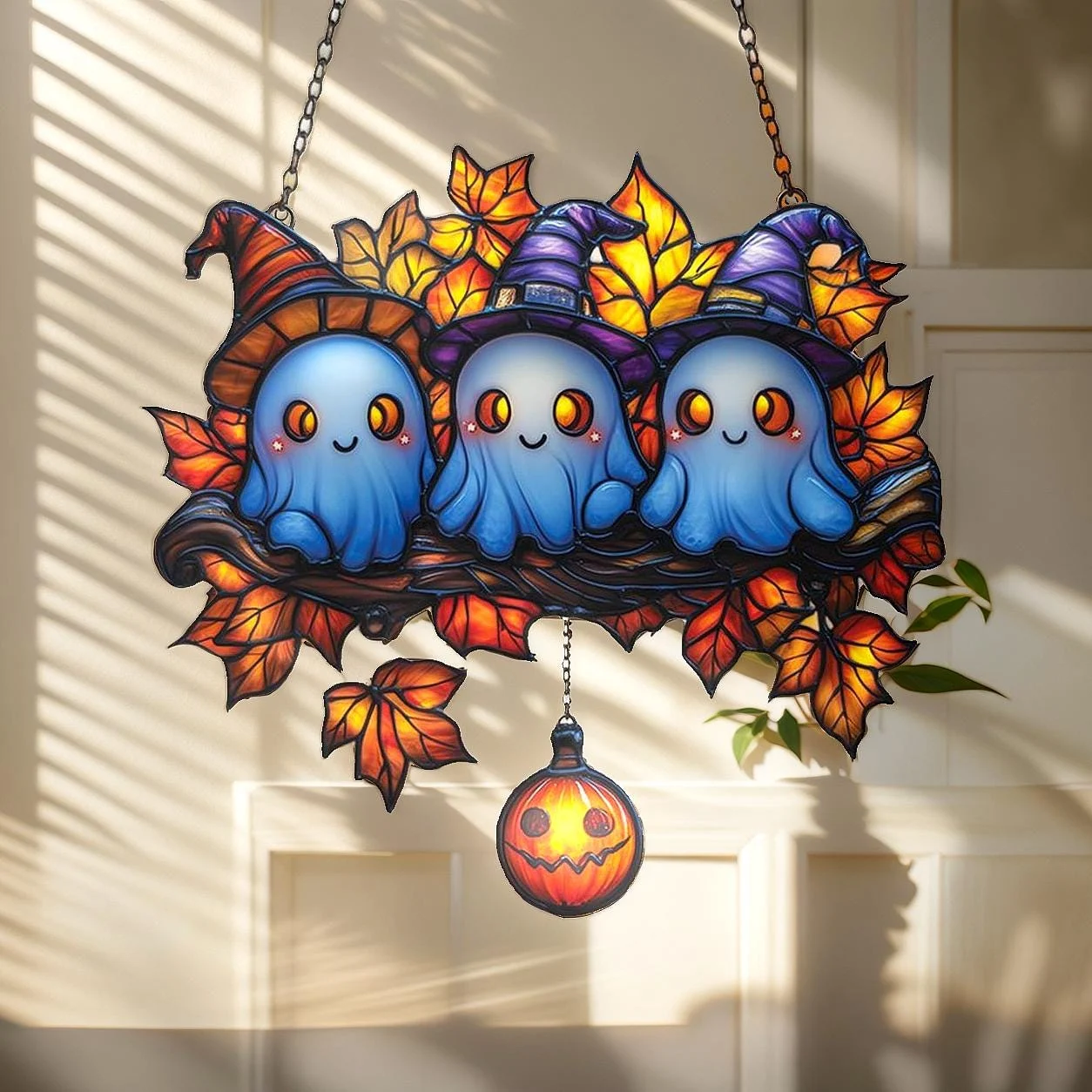 Witchy Ghosts Trio 8 Inches Halloween Acrylic Window Hanging Decor Witchy Ghosts Trio 8 Inches Halloween Acrylic Window Hanging Decor