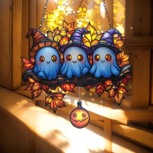 Witchy Ghosts Trio 8 Inches Halloween Acrylic Window Hanging Decor
