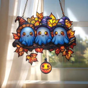 Witchy Ghosts Trio 8 Inches Halloween Acrylic Window Hanging Decor